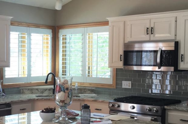 Kitchen with plantation shutters